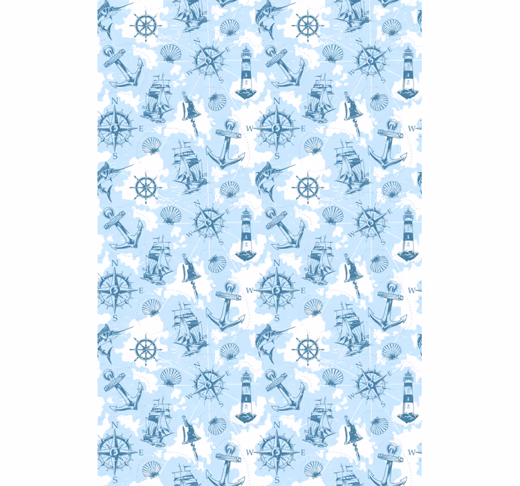 Küchenfenster Rollo nautische symbole muster - TenStickers