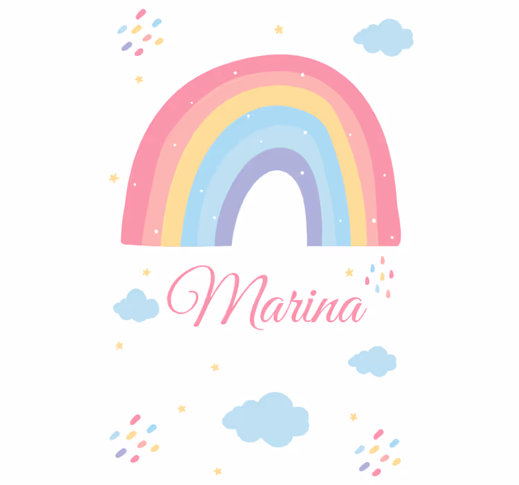 Rollo Fenster Kinderzimmer Pastell Regenbogen mit Namen - TenStickers