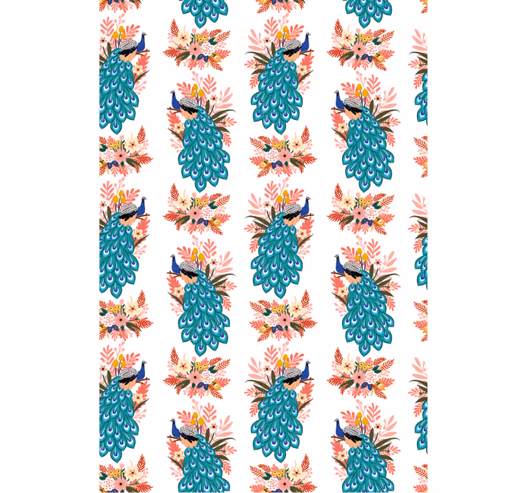 Rollo Fenster Blumen und Pflanzen pfauen zwischen blumen - TenStickers