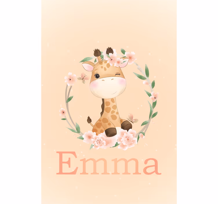 Rollo Fenster Kinderzimmer Baby Giraffe mit Namen - TenStickers