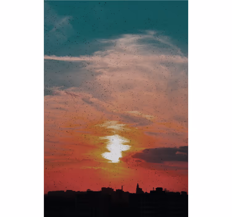 Rollo Fenster Wolken sonnenuntergang über der stadt - TenStickers