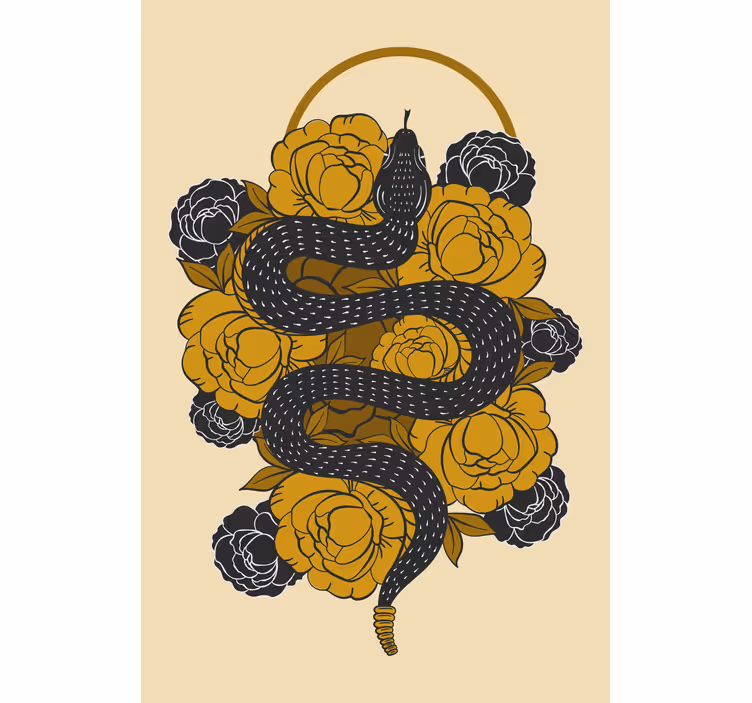 Rollo Fenster Tiermuster schlange zwischen blumen - TenStickers