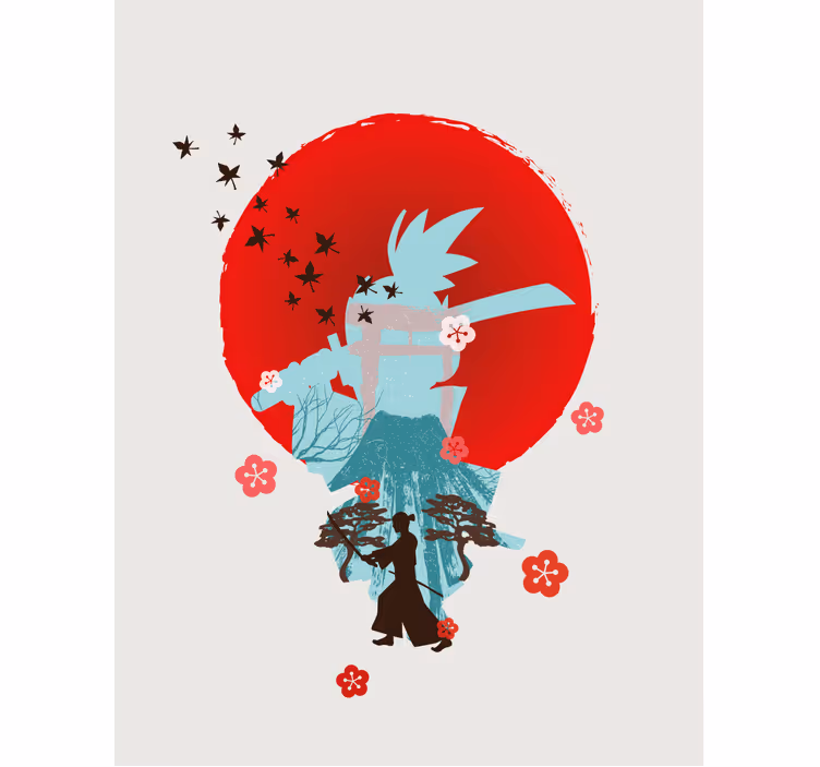 Rollo Fenster Superhelden samurai-silhouette - TenStickers