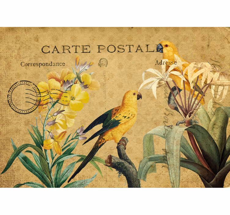 Rollo fenster blumen und pflanzen vintage vogel blumen - TenStickers