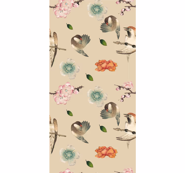 Rollo fenster blumen und pflanzen beige vogel design - TenStickers