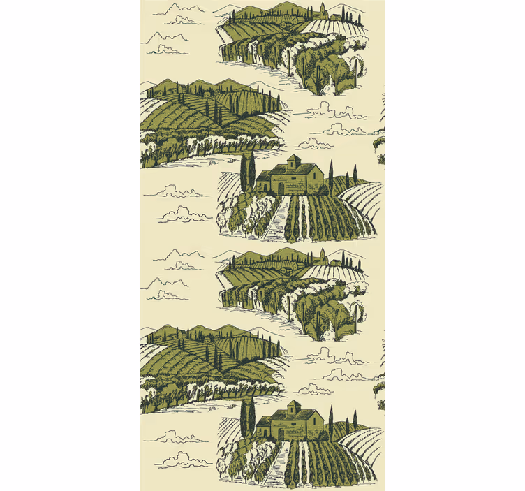Rollo Fenster Blumenmuster weinberg, landschaftsansicht - TenStickers