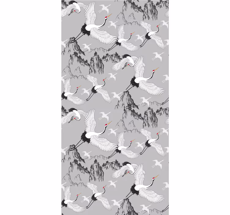 Rollo Fenster Tiermuster elegante kräne und gipfel - TenStickers