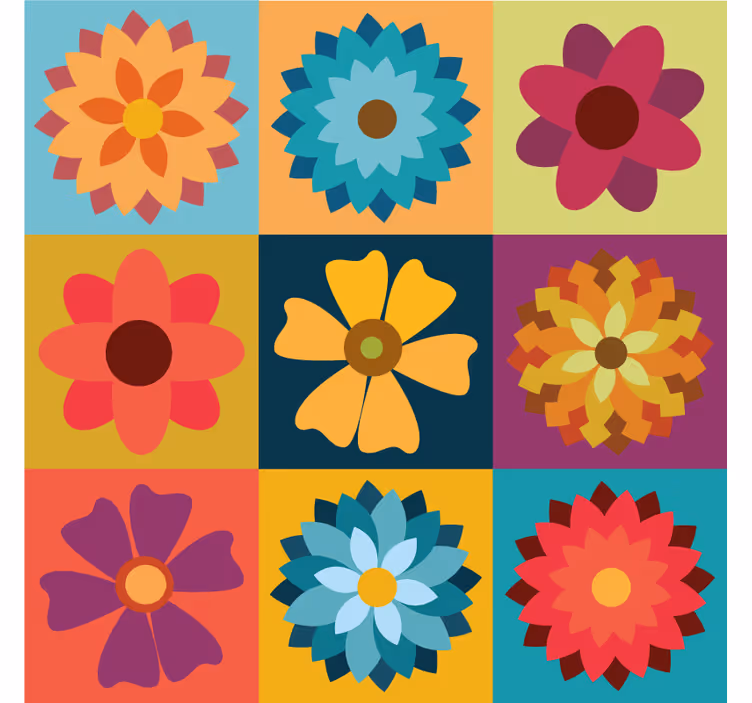 Rollo für Küche mit bunte Blumenfliesen - TenStickers