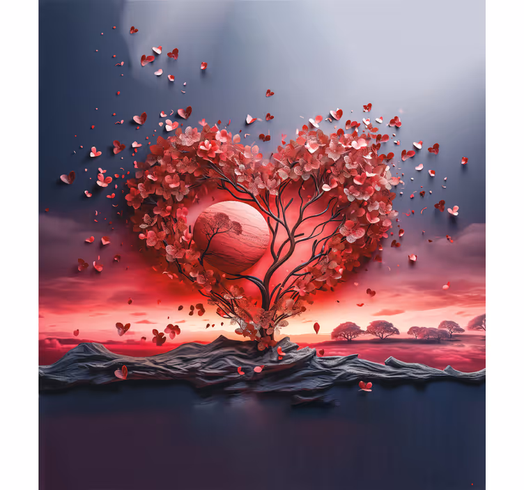 Originelle Rollo Fenster romantisch herzbaum - TenStickers