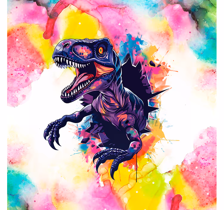 Rollo Fenster Dinosaurier gesättigte farben velociraptor - TenStickers