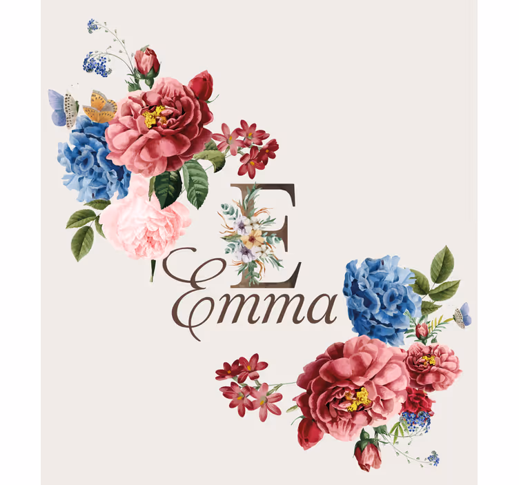 Rollo Fenster mit Namen floraler Anfangsbuchstabe - TenStickers