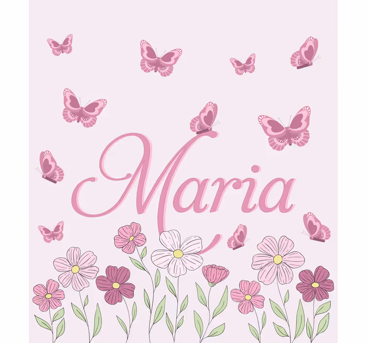 Rollo Fenster mit Namen blumen und schmetterlinge - TenStickers