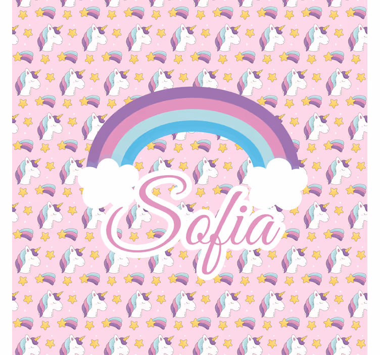Rollo Fenster mit Namen Einhorn-Muster - TenStickers