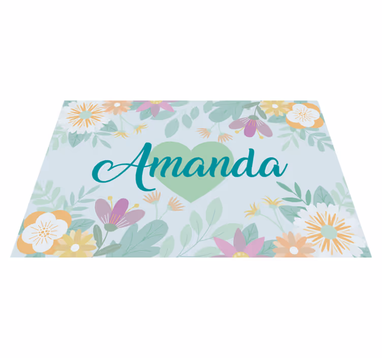 Tischset mit Namen Herz und blumen - TenStickers