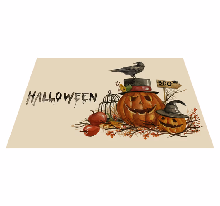 Tischset halloween mit festlichem kürbisarrangement - TenStickers