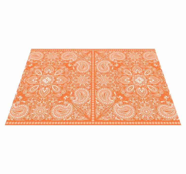 Tischset textur mit filigranem orangefarbenem muster - TenStickers