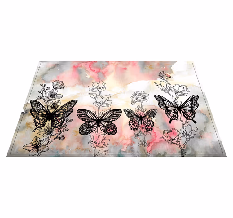 Tischset Textur florale schmetterlingsakzente - TenStickers