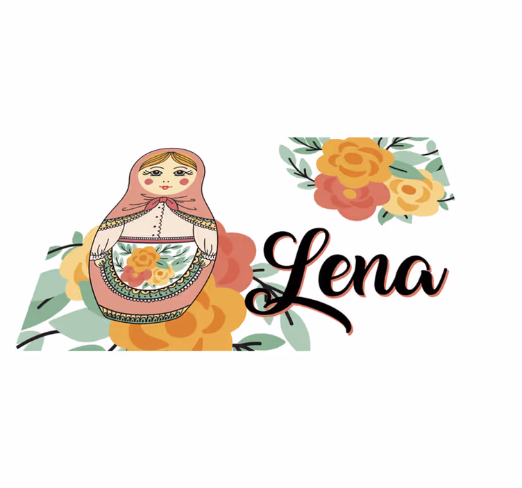 Tischset mit namen und matroschka puppen illustration - TenStickers