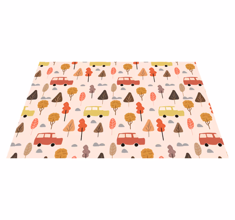 Tischset kinder mit bunten auto-bäumen - TenStickers