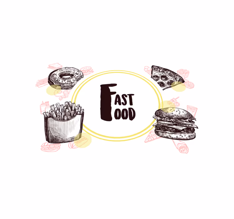 Tischsets originell mit fast-food-illustrationen - TenStickers