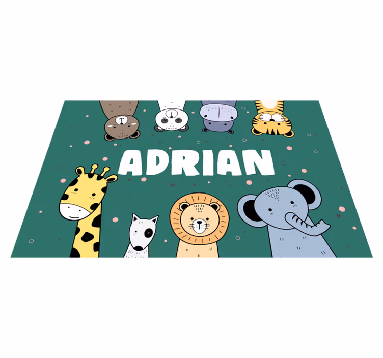 Tischset mit Namen Tierkarikaturen mit Namen - TenStickers