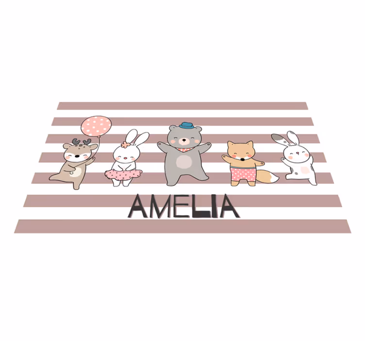 Tischset mit Namen Tiere tanzen mit Namen - TenStickers