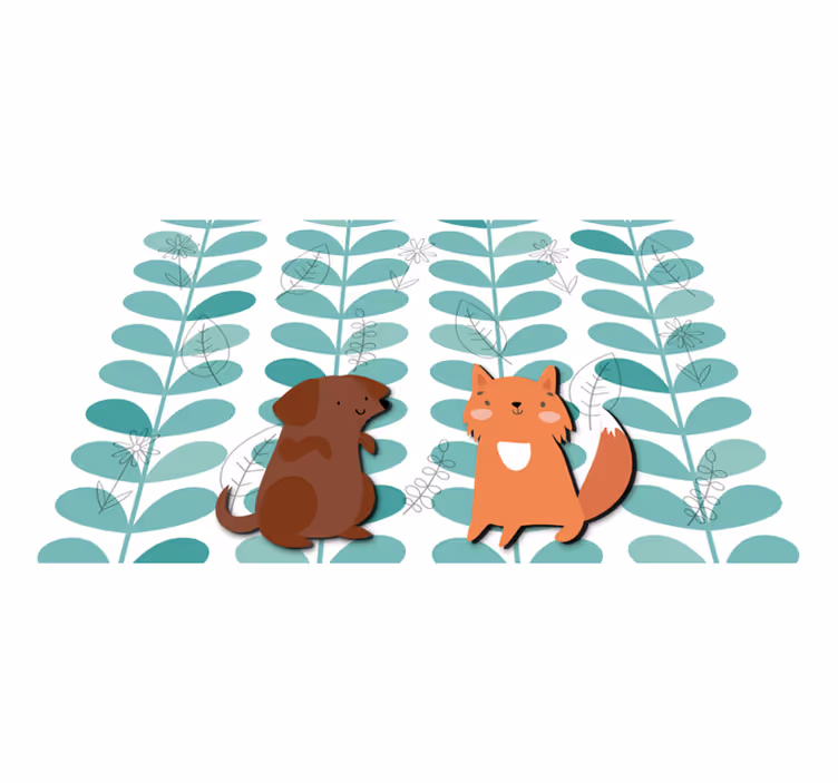 Tischset kinder mit niedlichen tierbegleitern - TenStickers