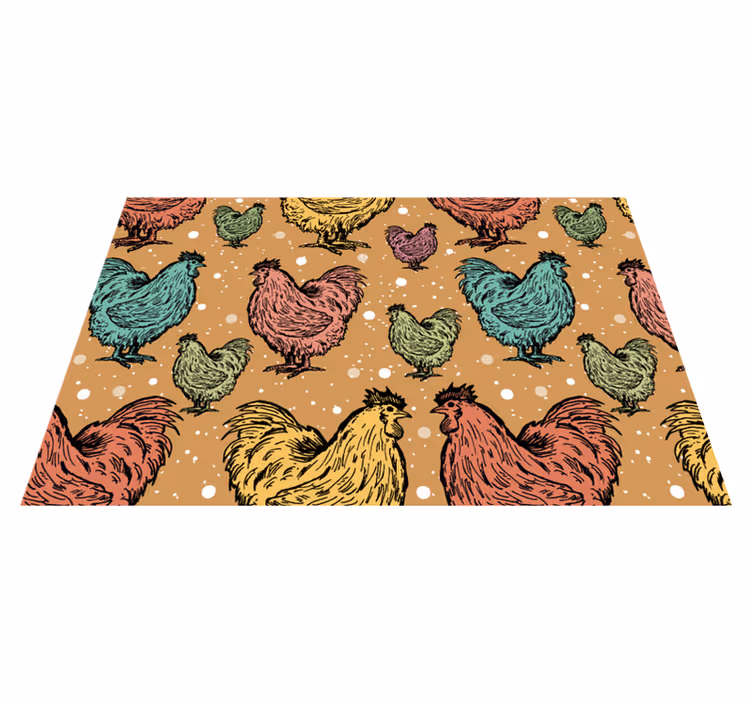 Tischsets originell mit buntem hühner-muster - TenStickers