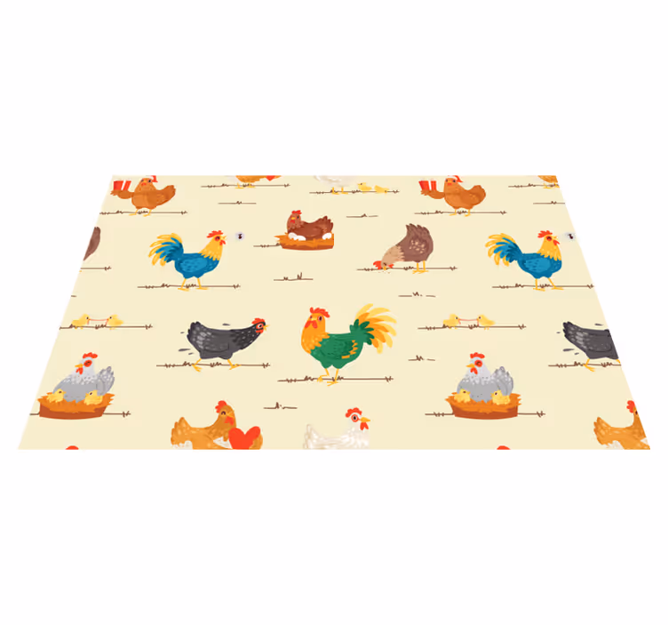 Tischset kinder mit bunten hühnermustern - TenStickers