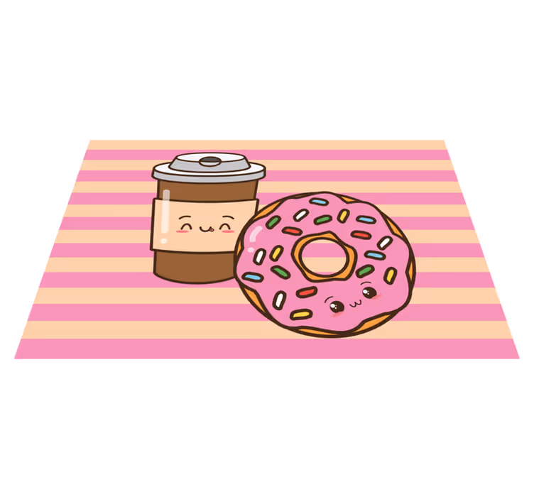 Tischset kinder süße kaffeetasse mit donut - TenStickers