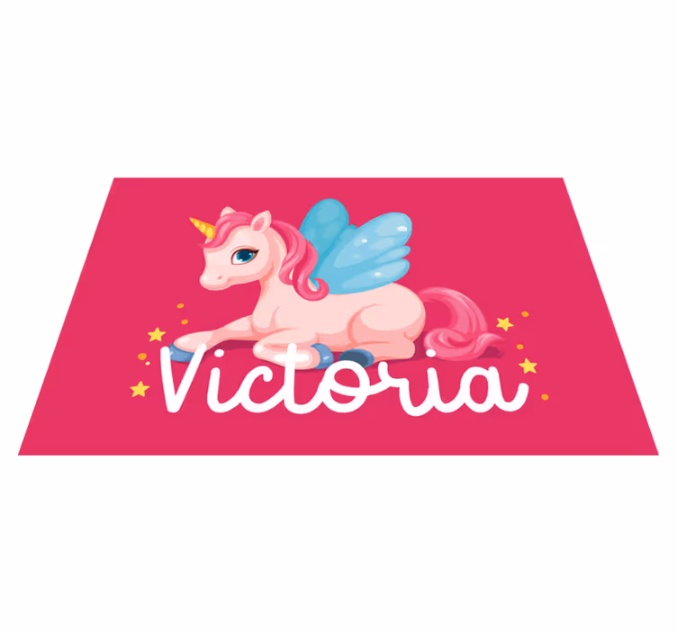 Tischset mit Namen Lustiges rosa glückliches einhorn - TenStickers