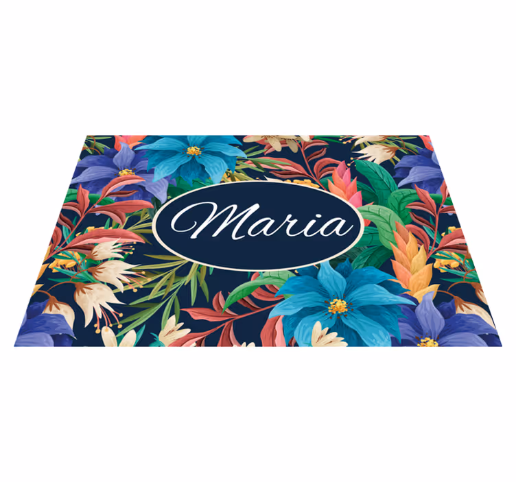 Tischset mit namen florales personalisiertes tablett - TenStickers