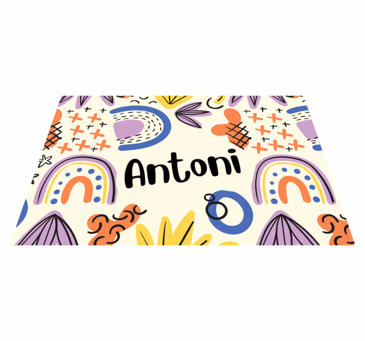 Tischset mit Namen Buntes vintage-muster mit beigem Hintergrund - TenStickers