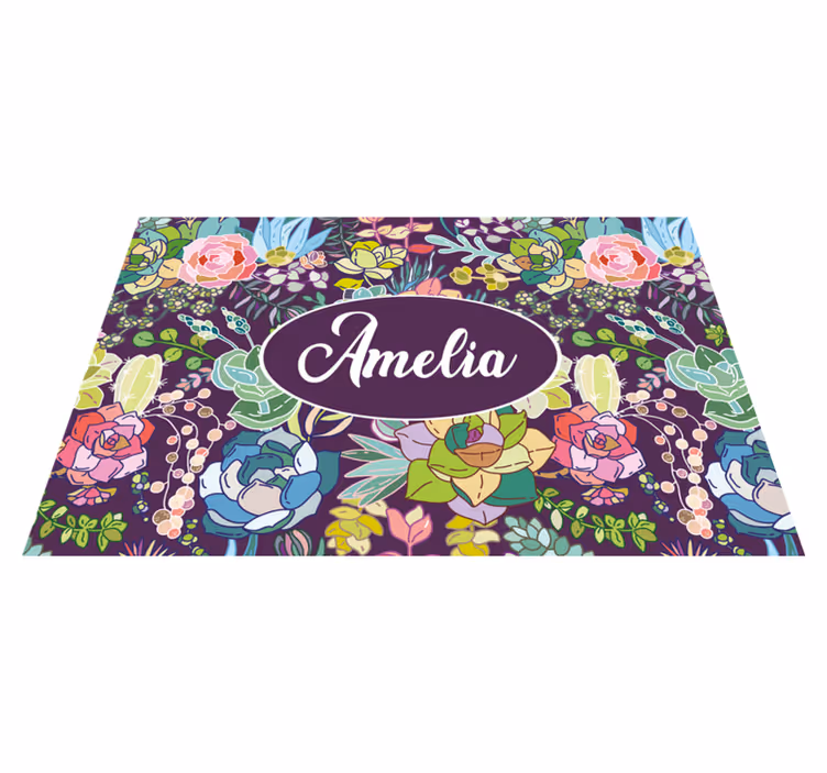 Tischset mit namen florales personalisiertes kunstwerk - TenStickers