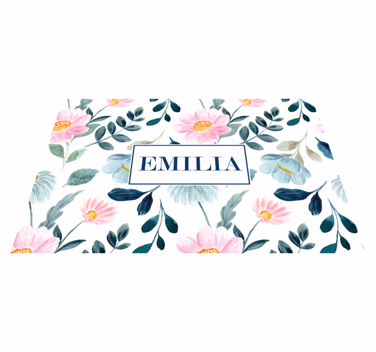 Tischset mit Namen Blumen und blätter Muster - TenStickers