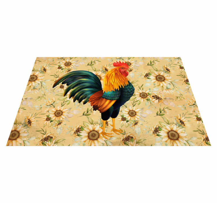 Tischsets originell mit buntem hahn als mittelpunkt - TenStickers
