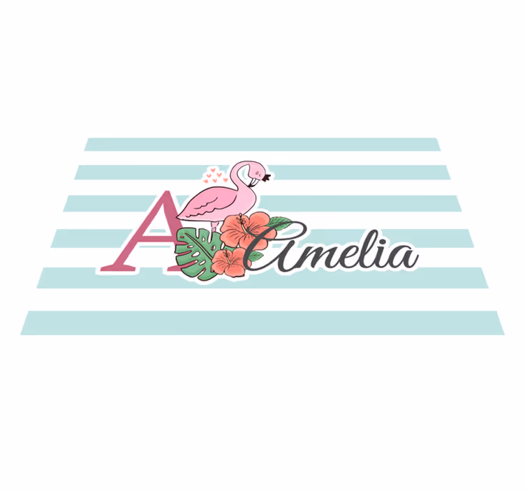 Tischset kinder flamingo monogramm amelia - TenStickers
