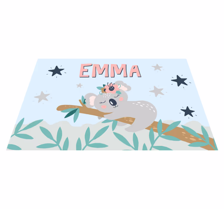 Tischset Kinder Süßer koala für mädchen mit Namen - TenStickers