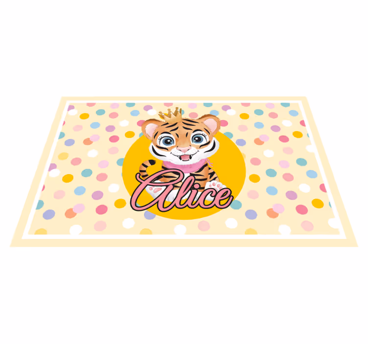 Tischset Kinder Süßer tiger für mädchen mit Namen - TenStickers