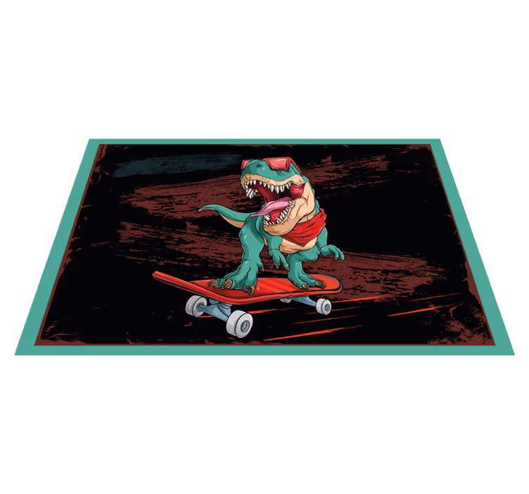 Tischsets originell Schlittschuhlaufen grüner dinosaurier - TenStickers