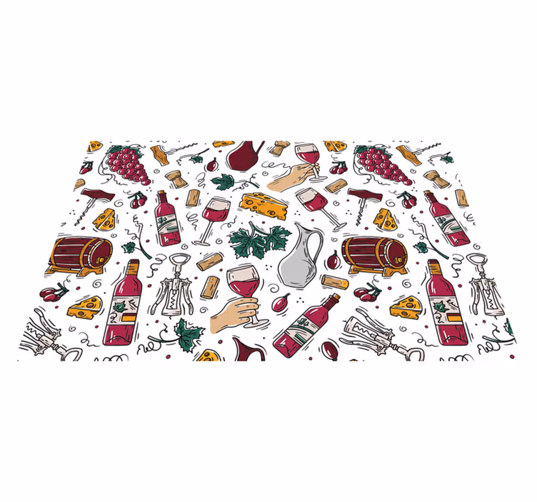 Tischsets originell im weine und käse design - TenStickers