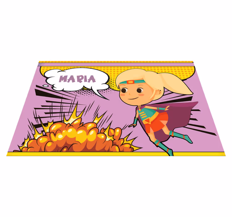 Tischset mit Namen comic Superheldin - TenStickers