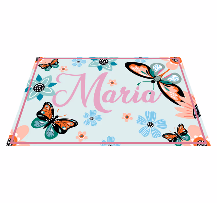Platzset Blumen und Schmetterlinge mit Namen - TenStickers