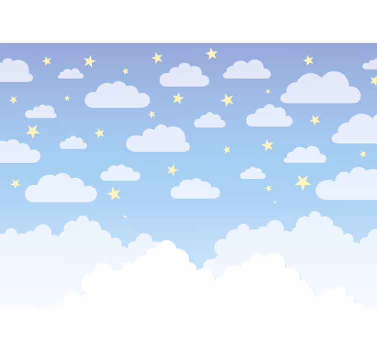 Fototapete Babyzimmer Wolken und Sterne - TenStickers