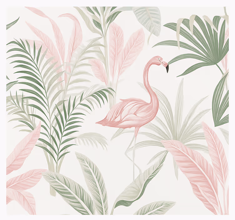 Fototapete Wohnzimmer tropische flamingo-oase - TenStickers