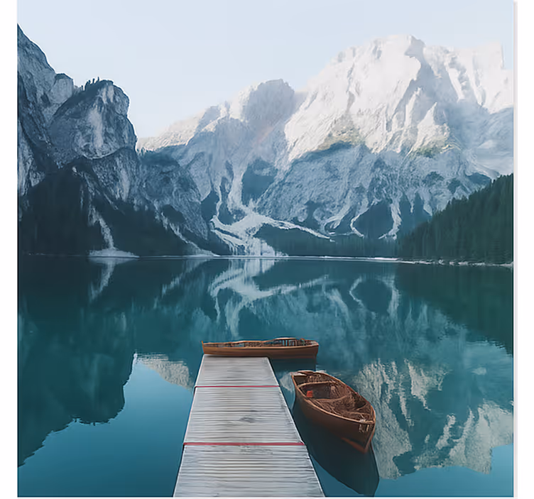 Fototapete Berg Pragser Wildsee, Dolomiten - TenStickers