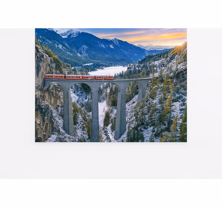 Fototapete Berg schweizer Zug auf dem Landwasser - TenStickers