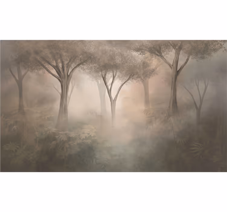 Tapete wald nebel sepia wald - TenStickers
