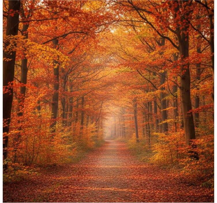 Tapete wald herbstlicher baumweg - TenStickers