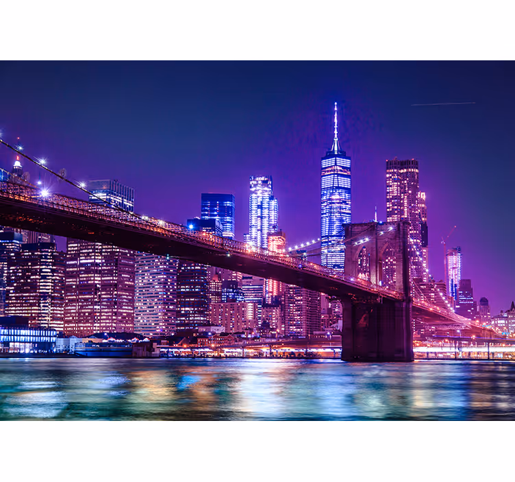 Fototapete Städte New York Skyline Nacht Jugendzimmer - TenStickers